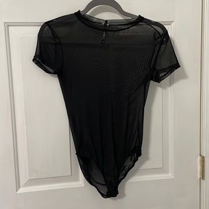 Black Sheer Shortsleeved Bodysuit